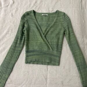 American Eagle Outfitters Green Ribbed Sweater